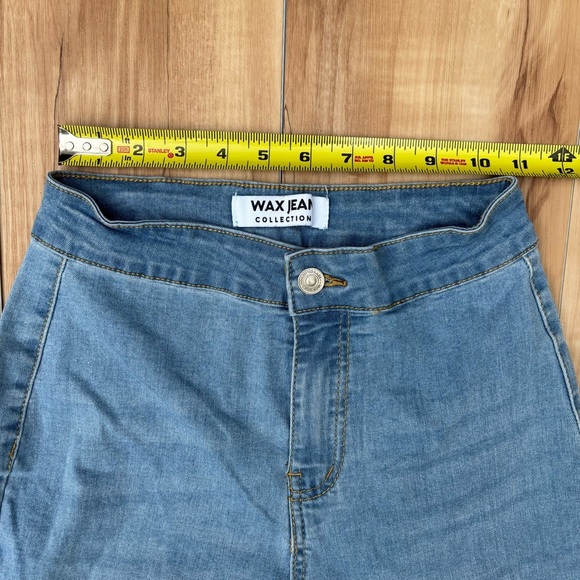 Wax Jean Light Wash Denim Super Flare Raw Hem Stretch Bell Bottoms Size 5/27 - Picture 4 of 7